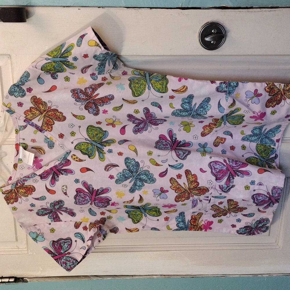 Women's Butterfly Scrubs Top Size M Pre-Owned